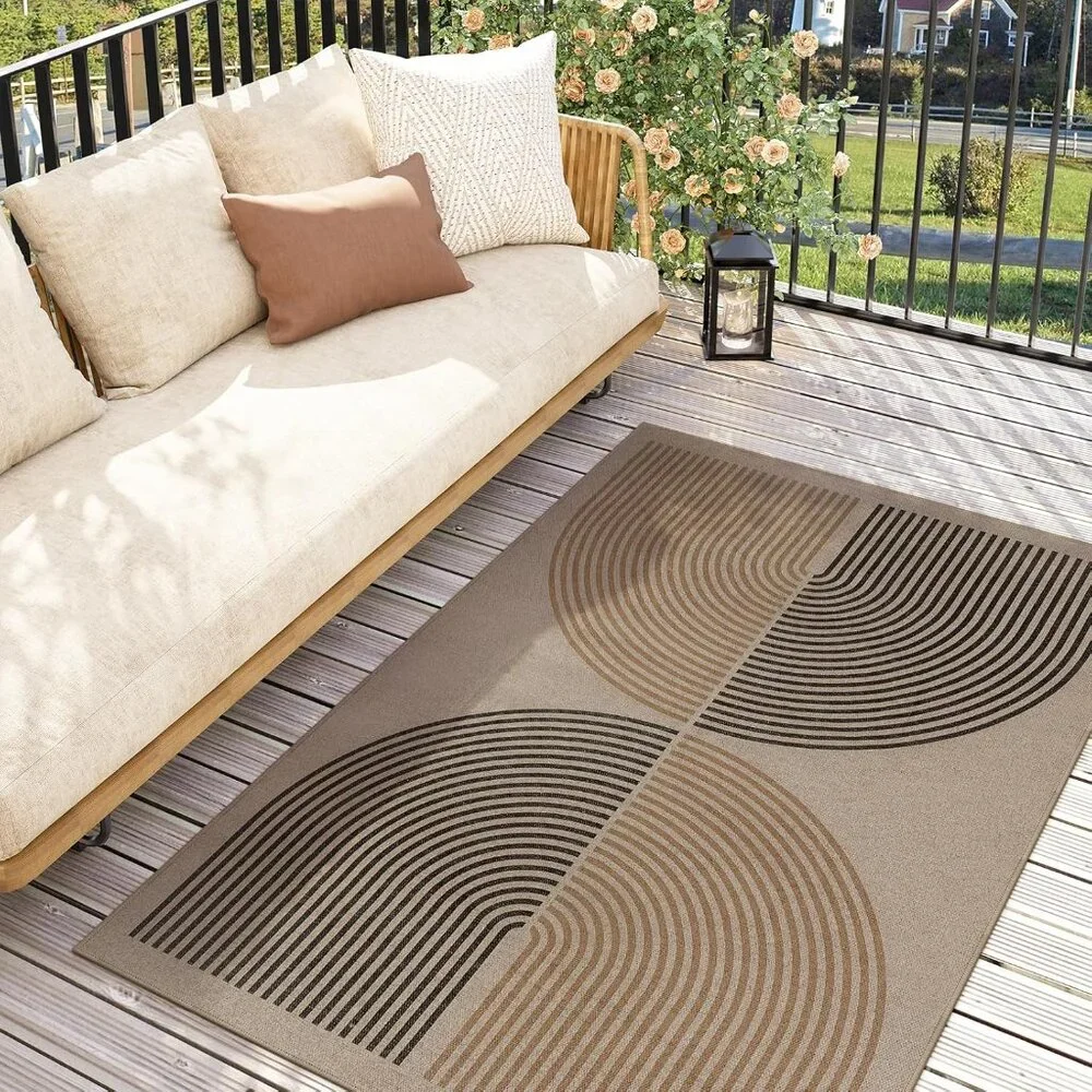 New Modern Rainbow Easy Jute 3x5 Patio Rug, Washable Rugs for Entryway Farmhouse
